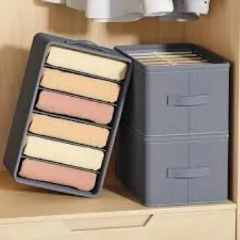 6 Grids Wardrobe Organizer – Foldable Mesh Storage Box for Jeans, Clothes & Closet Use