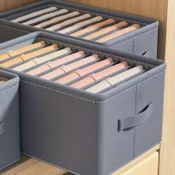 6 Grids Wardrobe Organizer – Foldable Mesh Storage Box for Jeans, Clothes & Closet Use