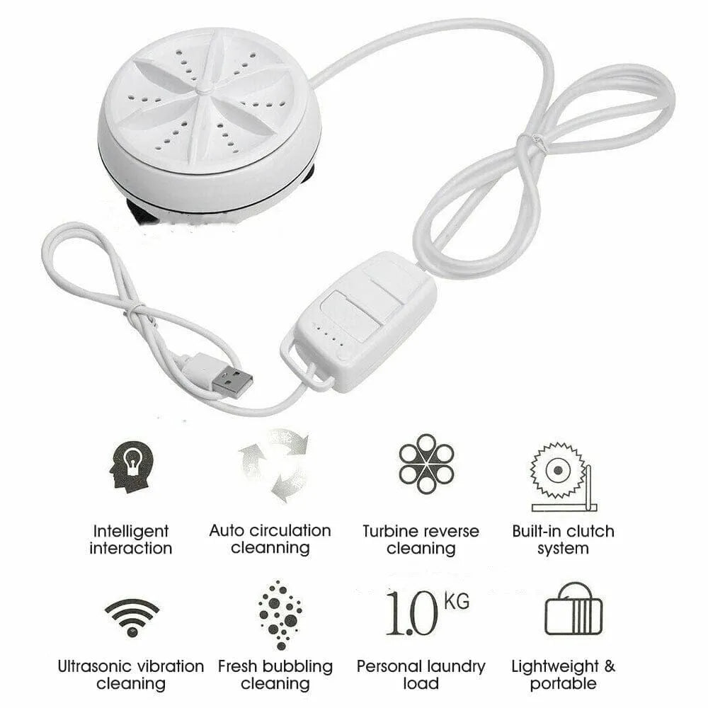 Mini Washing Machine Portable – USB Turbo Washer for Socks, Towels & Travel Laundry