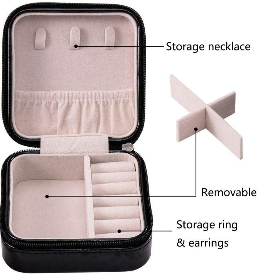 Leather Jewellery Organizer Box – Velvet Small Box for Earrings, Necklaces & Bracelets Storage