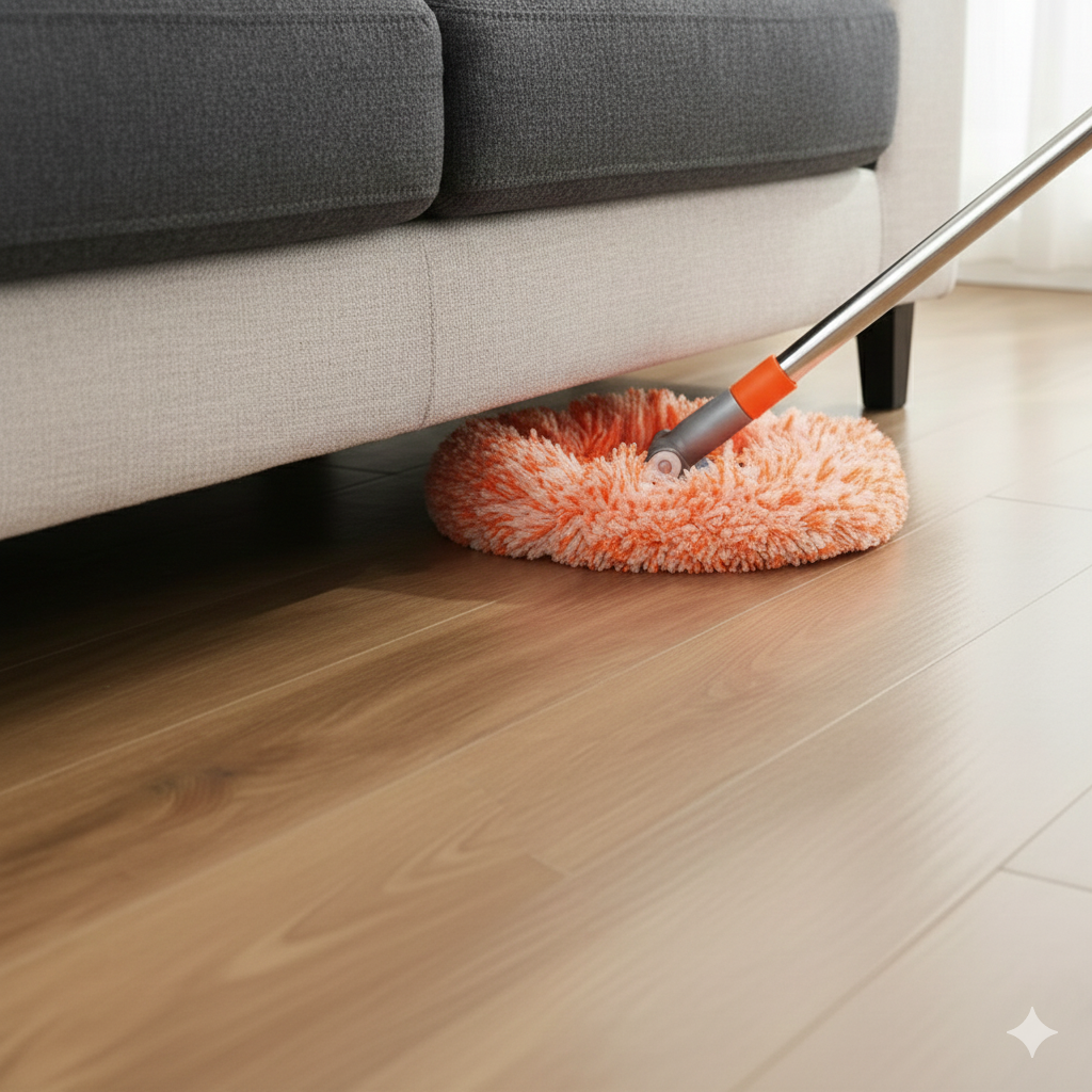 360° Rotating Microfiber Mop, Round Head, Extendable Adjustable Stick for Easy Home Floor Cleaning