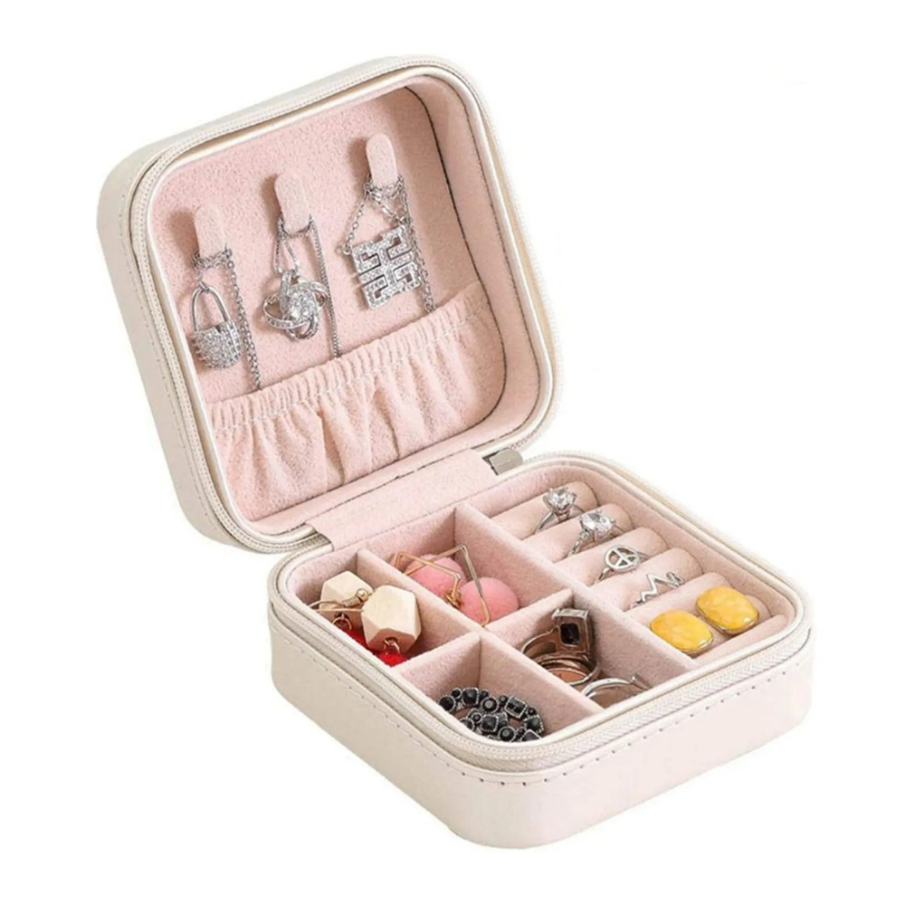 Leather Jewellery Organizer Box – Velvet Small Box for Earrings, Necklaces & Bracelets Storage