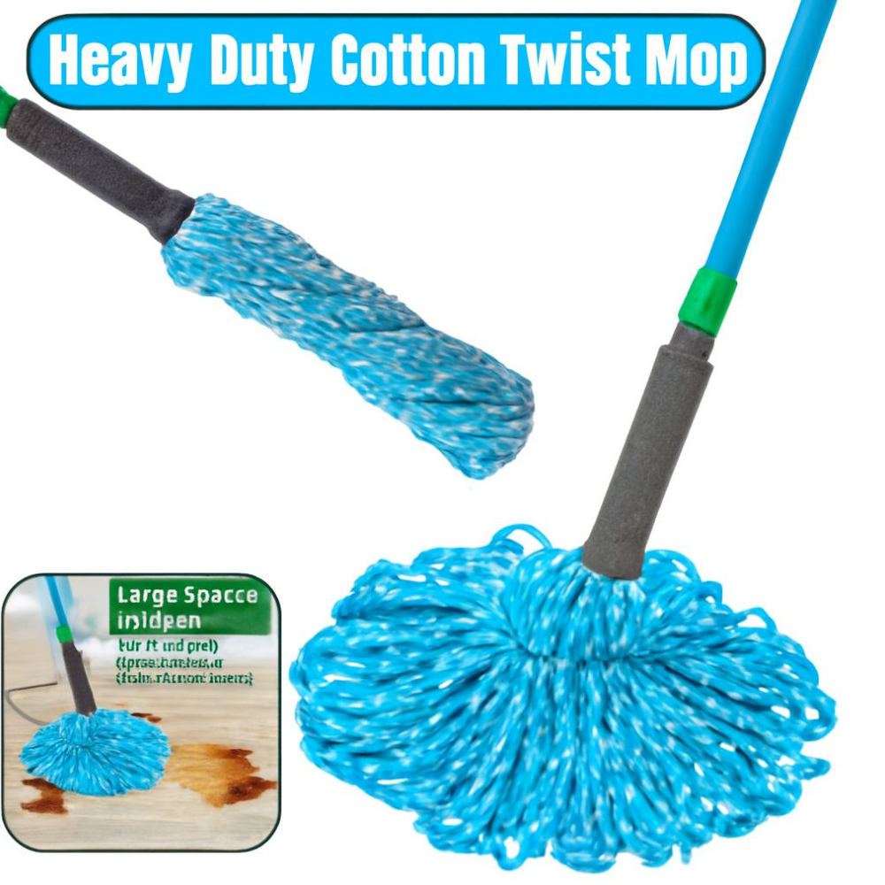 Twist Mop Heavy Duty – Hands-Free 360° Rotating Mop with Iron Rod, Easy Floor Cleaning Pocha