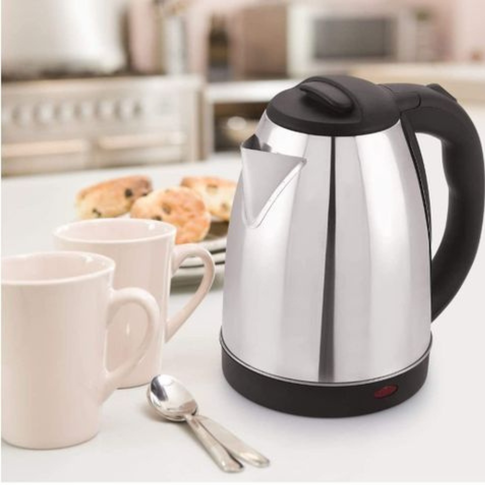 Electric Kettle 2.0L – 1500W Stainless Steel Auto Heating Water Boiler for Daily Kitchen Use