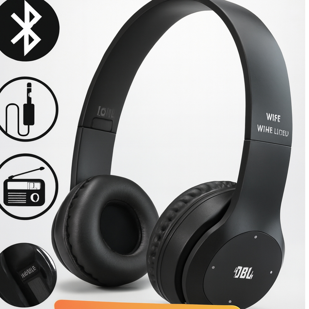 Wireless Headphones P47 – Bluetooth Foldable Headset with Mic, FM & TF Card Support
