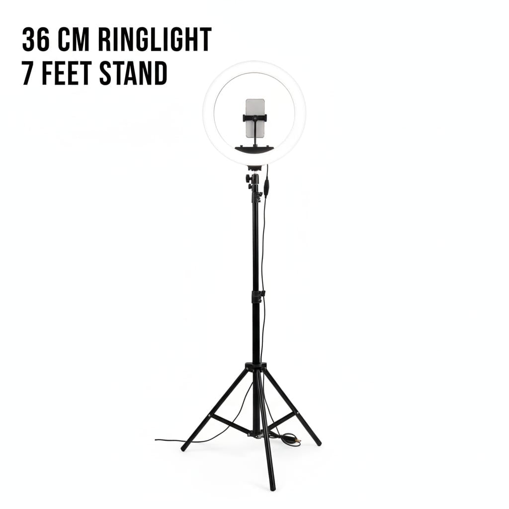 26cm Ring Light with Tripod – Adjustable 7ft Stand & 3 Light Modes, Perfect for Videos & Makeup