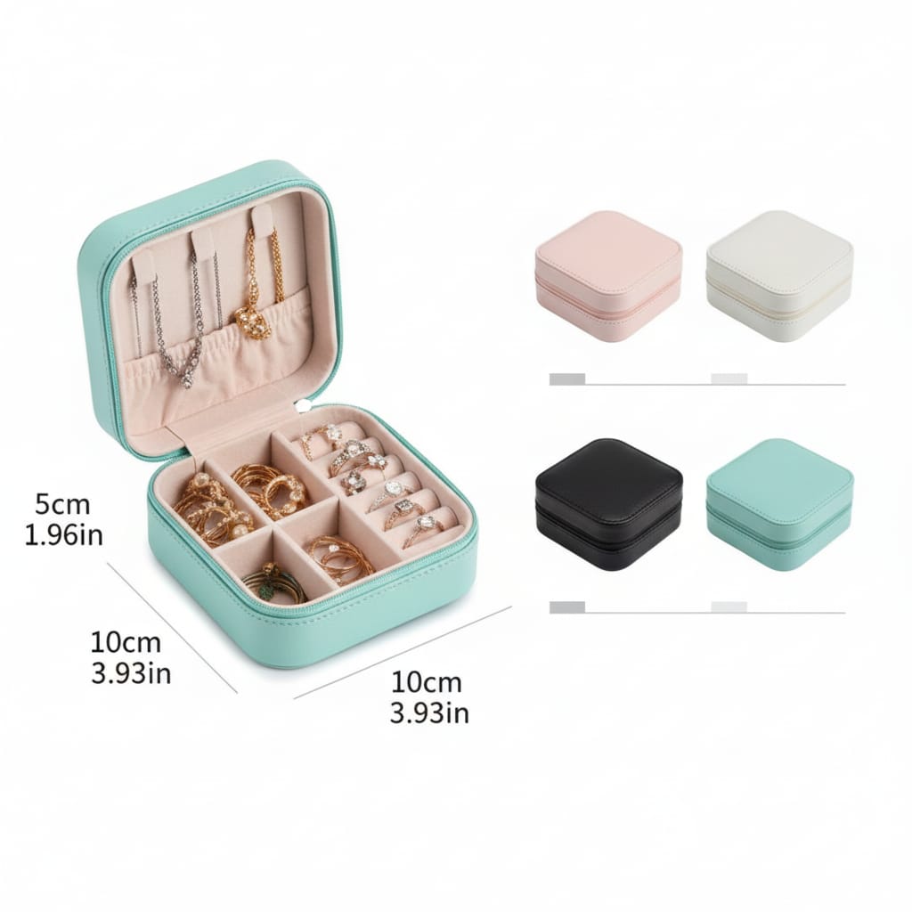 Leather Jewellery Organizer Box – Velvet Small Box for Earrings, Necklaces & Bracelets Storage