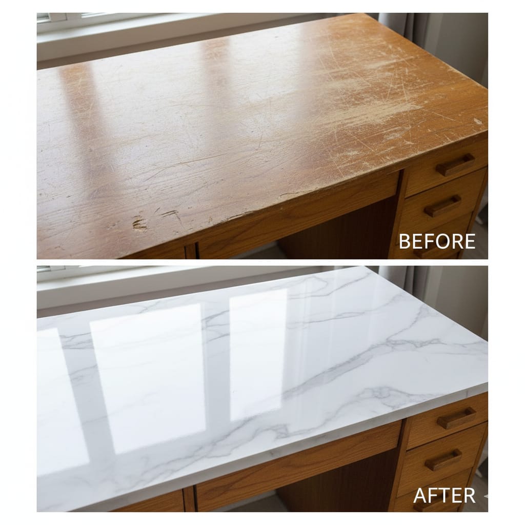 White Marble Wallpaper – PVC Self-Adhesive Sheet for Kitchen, Walls, and Cupboard Decoration