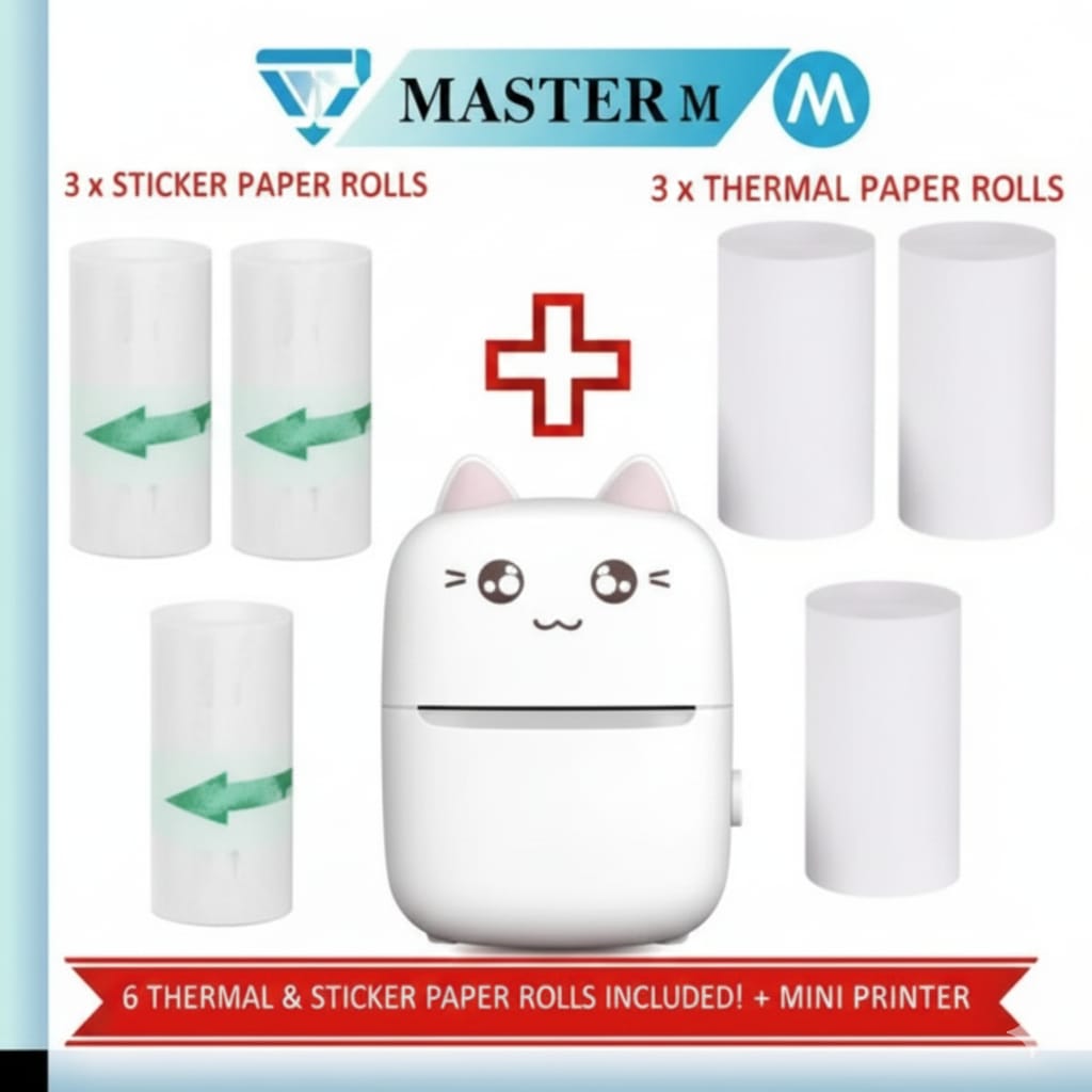 Pocket Inkless Mini Printer – Bluetooth Thermal Printer for Photos, Notes & Labels (Pink/Blue)