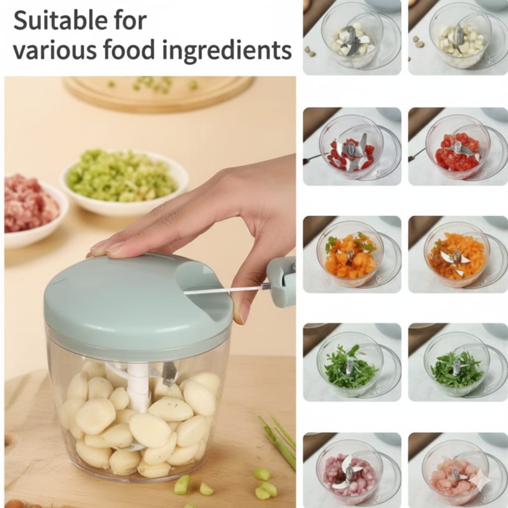 Chopper Food Processor 2000ML – 3-Blade Quick Press Chopper for Vegetables & Kitchen Tasks