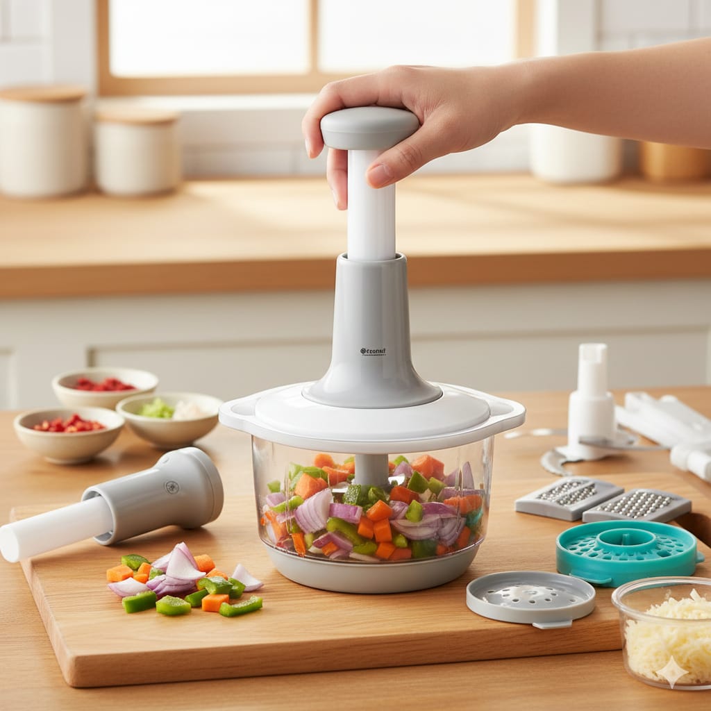 Chopper Food Processor 2000ML – 3-Blade Quick Press Chopper for Vegetables & Kitchen Tasks