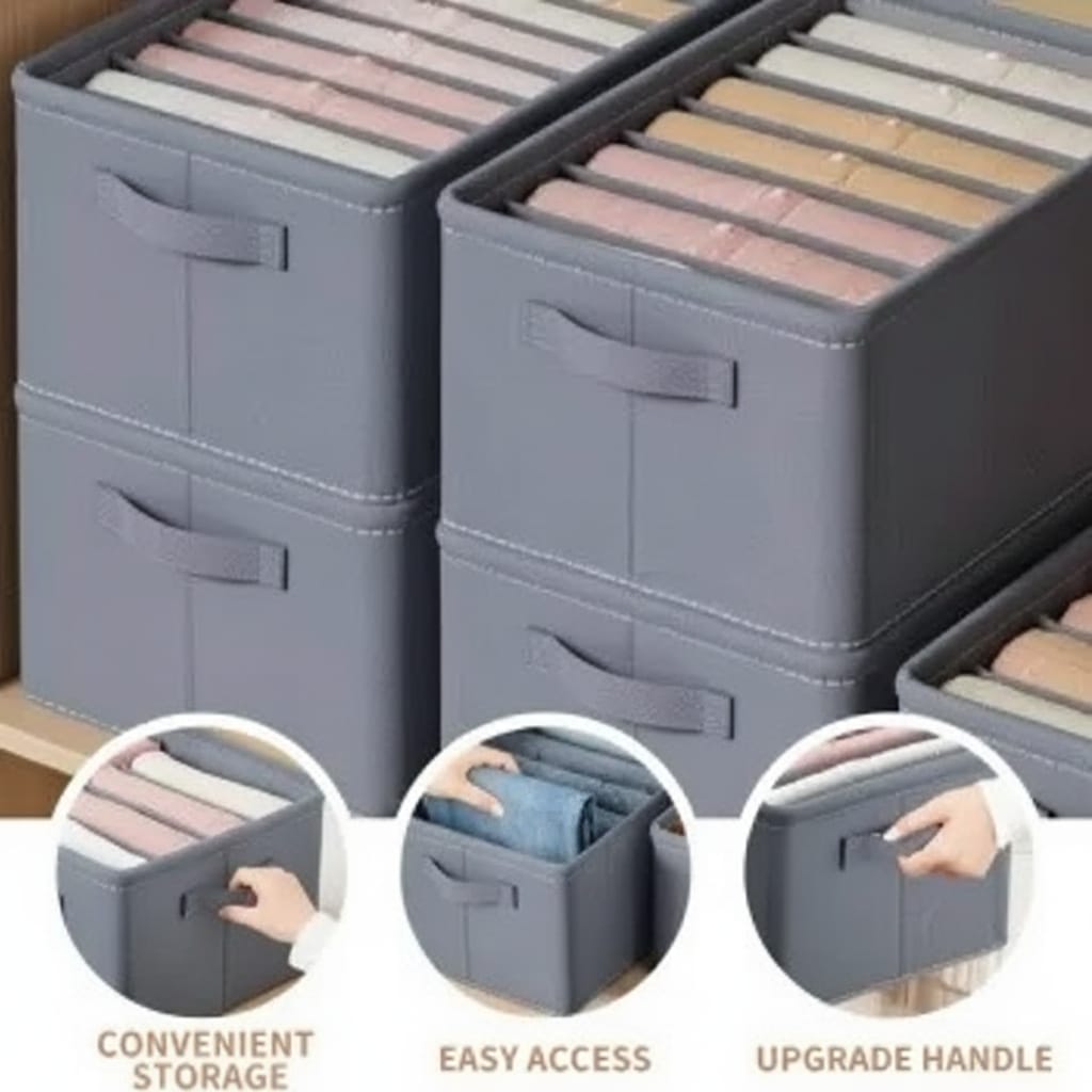 6 Grids Wardrobe Organizer – Foldable Mesh Storage Box for Jeans, Clothes & Closet Use